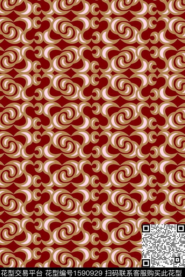 月牙民族风连续传统印花华亿平台下载（图片编号: 1590929） - 瓦栏（Walan）