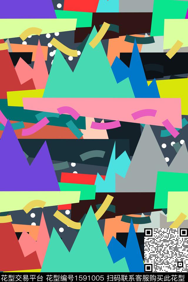 剪纸几何色块传统印花华亿平台下载（图片编号: 1591005） - 瓦栏（Walan）