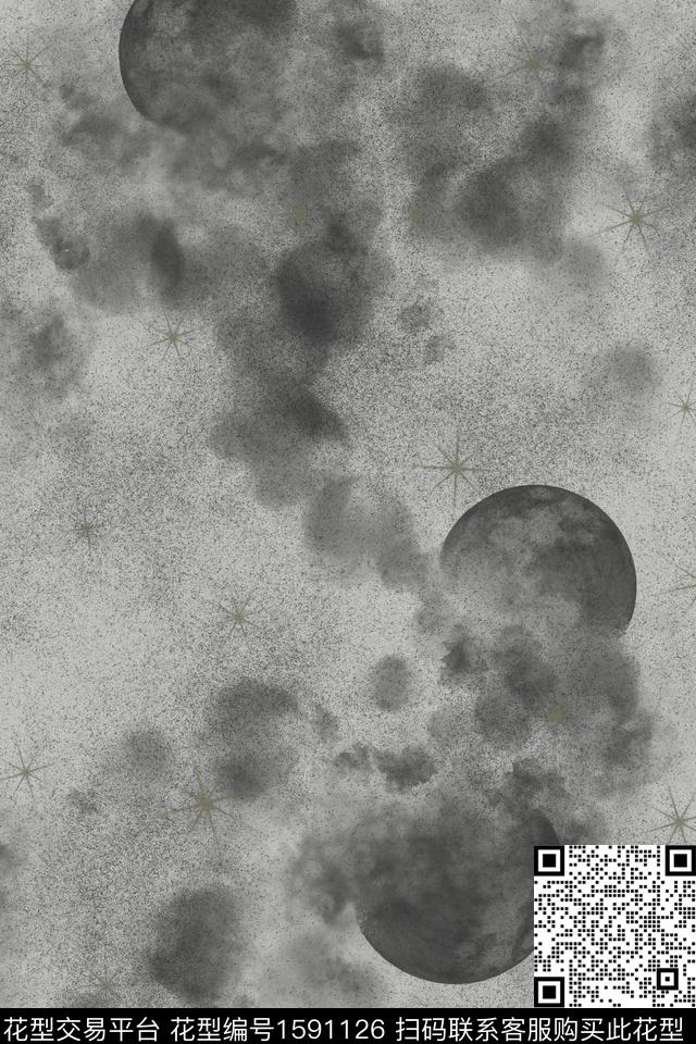 肌理星星月亮数码印花华亿平台下载（图片编号: 1591126） - 瓦栏（Walan）