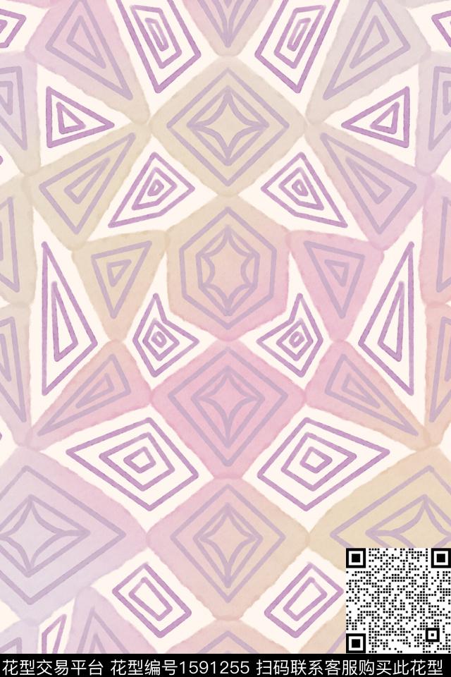 小清新民族风渐变数码印花华亿平台下载（图片编号: 1591255） - 瓦栏（Walan）