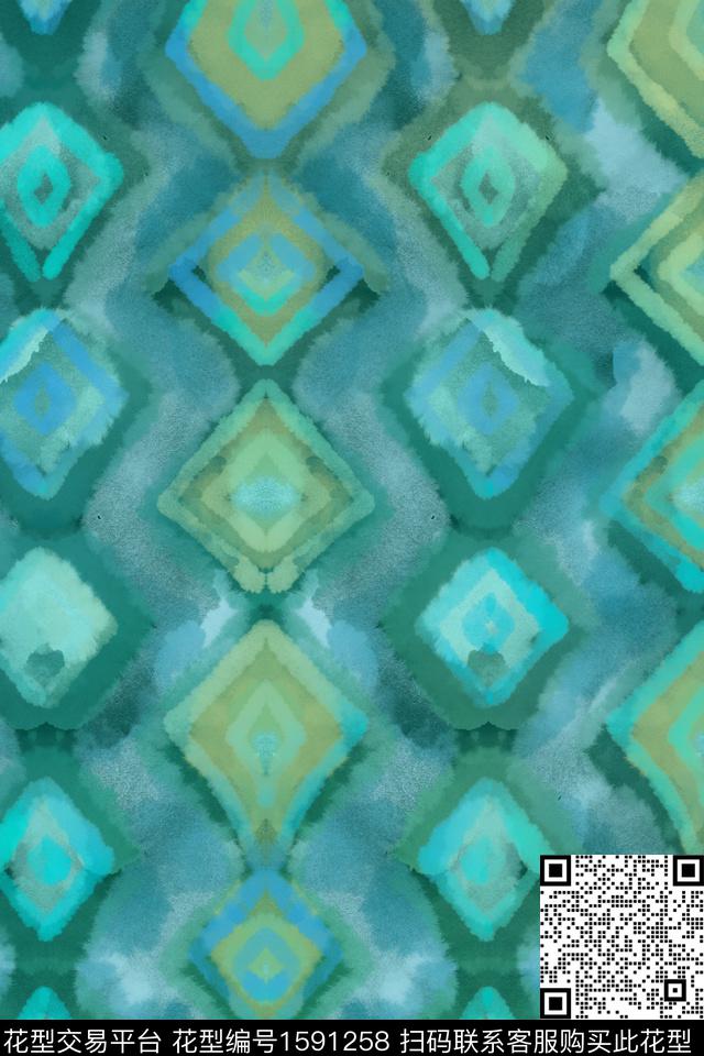 民族风渐变水彩数码印花华亿平台下载（图片编号: 1591258） - 瓦栏（Walan）