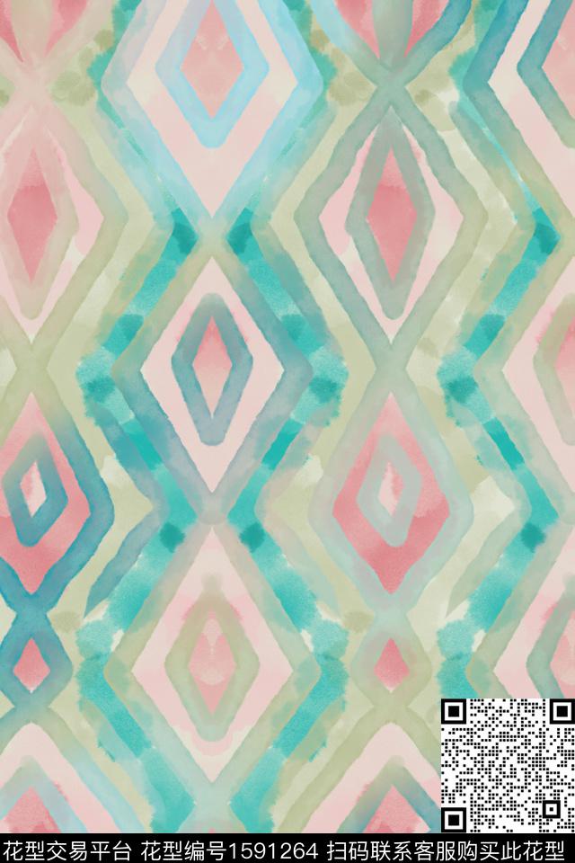 晕染肌理渐变水彩数码印花华亿平台下载（图片编号: 1591264） - 瓦栏（Walan）
