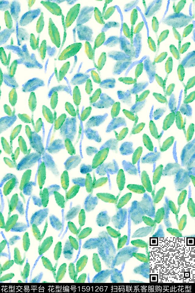 清爽底花卉肌理水彩数码印花华亿平台下载（图片编号: 1591267） - 瓦栏（Walan）
