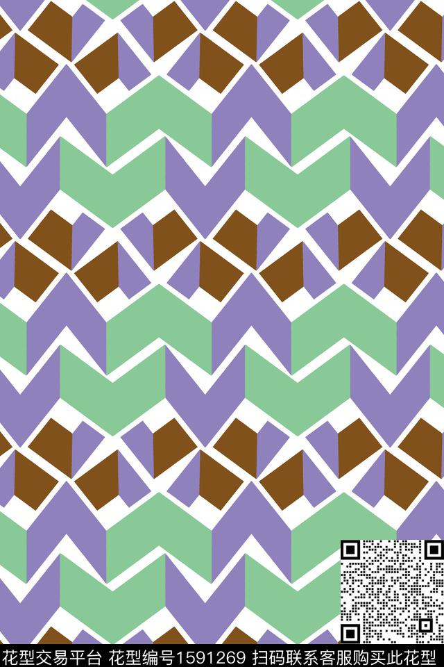几何条纹人字形传统印花华亿平台下载（图片编号: 1591269） - 瓦栏（Walan）