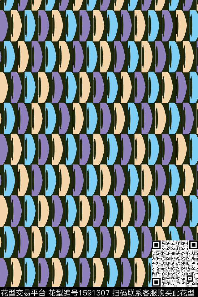 几何条纹拼色传统印花华亿平台下载（图片编号: 1591307） - 瓦栏（Walan）