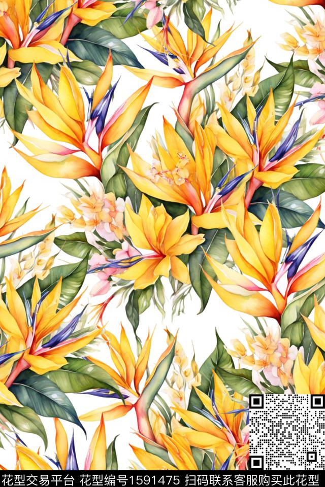 花卉女装数码印花华亿平台下载（图片编号: 1591475） - 瓦栏（Walan）