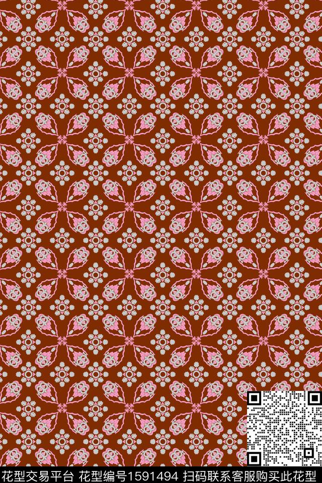 民族风民族纹样民族花卉传统印花华亿平台下载（图片编号: 1591494） - 瓦栏（Walan）