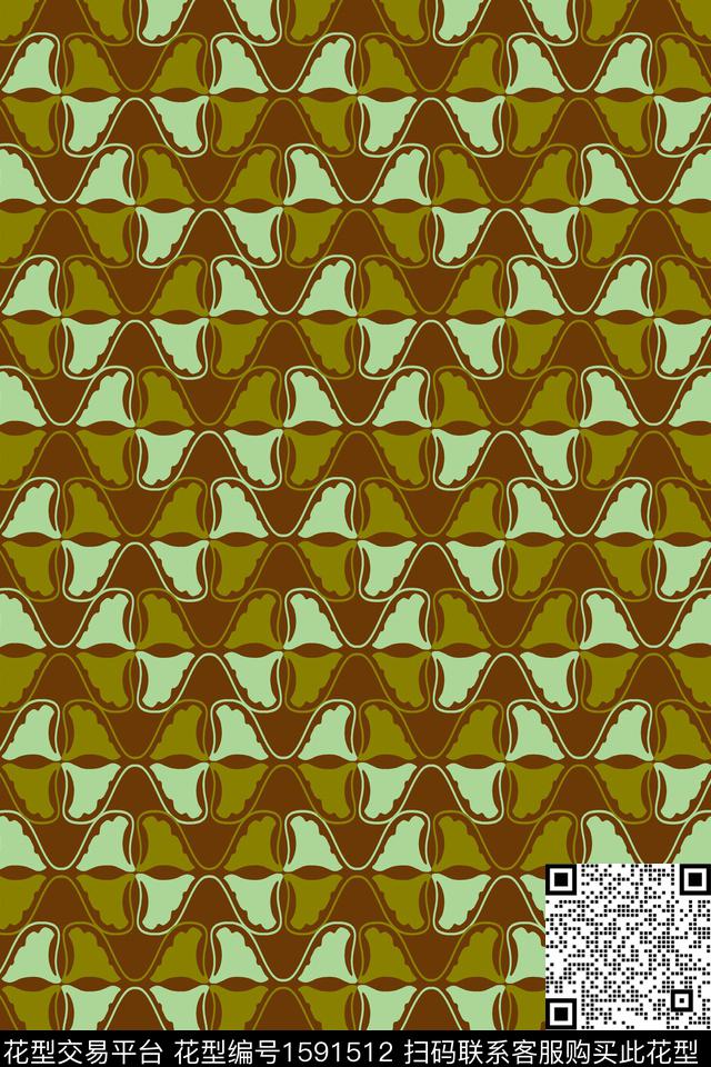 线条叶子几何传统印花华亿平台下载（图片编号: 1591512） - 瓦栏（Walan）