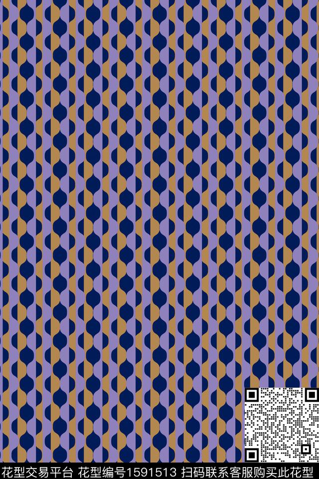 波点撞色几何传统印花华亿平台下载（图片编号: 1591513） - 瓦栏（Walan）