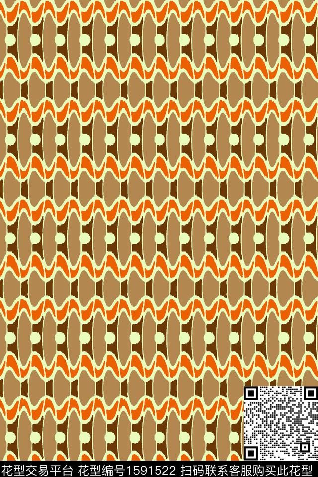 条纹波浪纹波点传统印花华亿平台下载（图片编号: 1591522） - 瓦栏（Walan）