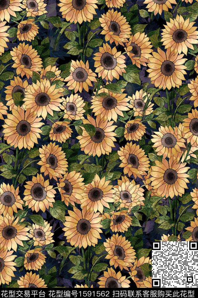 菊花花卉扎染华亿平台数码印花华亿平台下载（图片编号: 1591562） - 瓦栏（Walan）