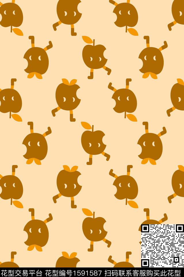 可爱苹果趣味传统印花华亿平台下载（图片编号: 1591587） - 瓦栏（Walan）