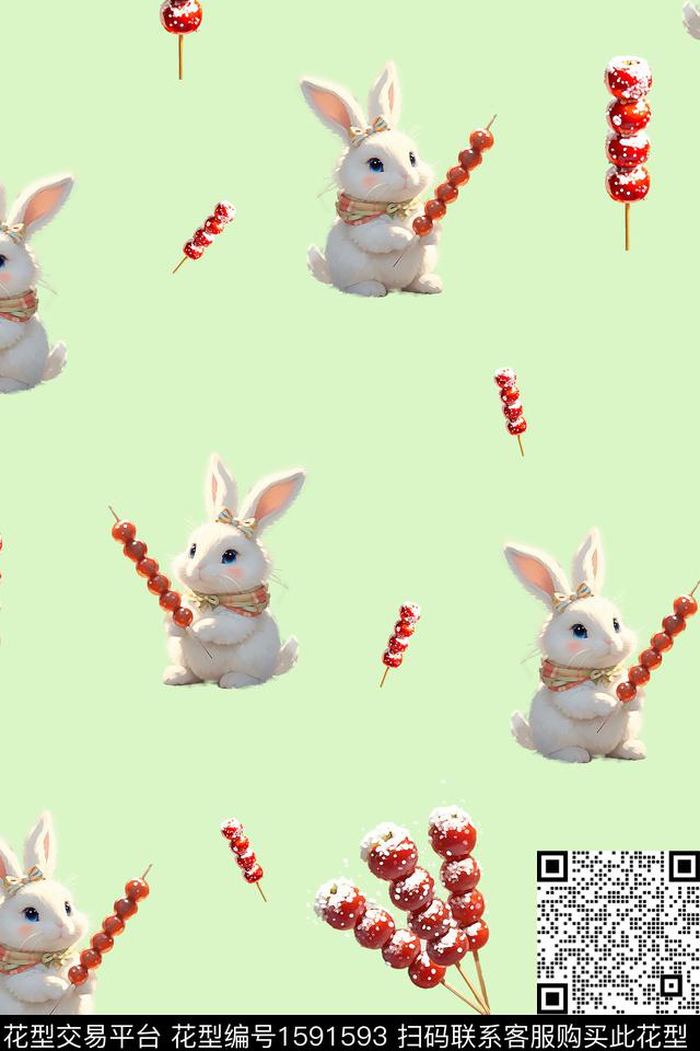 卡通动物兔子可爱数码印花华亿平台下载（图片编号: 1591593） - 瓦栏（Walan）