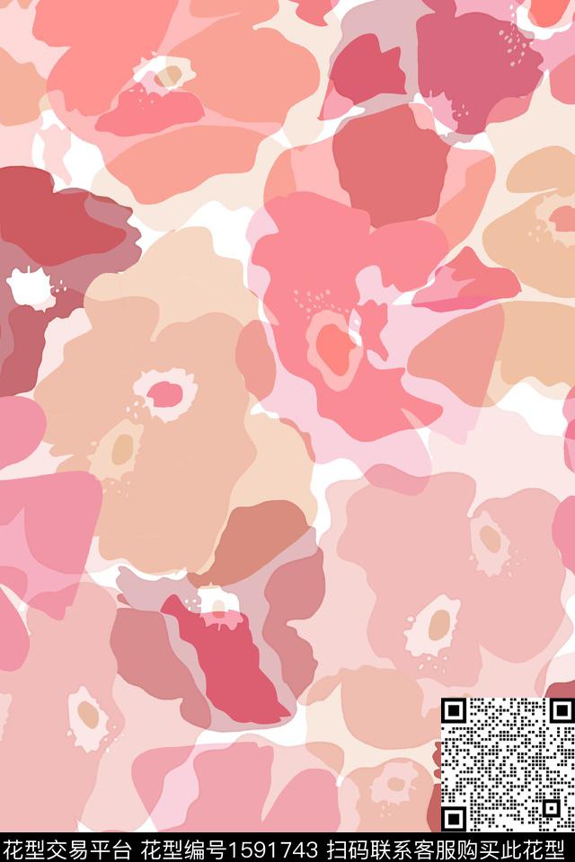 花卉平面花卉剪影传统印花华亿平台下载（图片编号: 1591743） - 瓦栏（Walan）