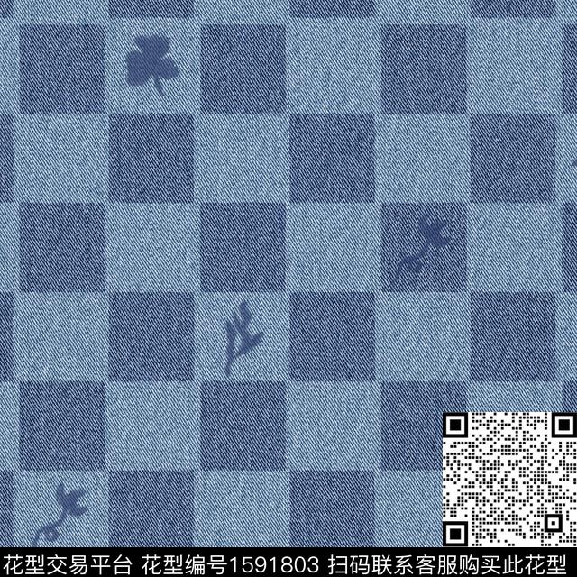 肌理格子植物数码印花华亿平台下载（图片编号: 1591803） - 瓦栏（Walan）