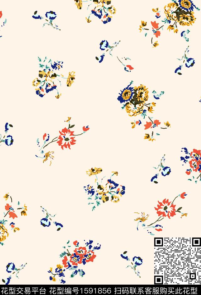 小清新年轻女装小碎花传统印花华亿平台下载（图片编号: 1591856） - 瓦栏（Walan）