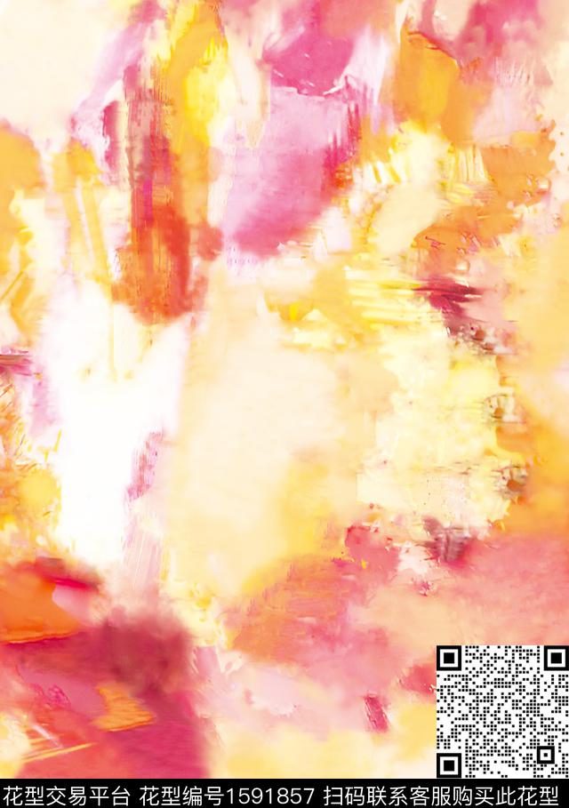 抽象水彩数码印花华亿平台下载（图片编号: 1591857） - 瓦栏（Walan）