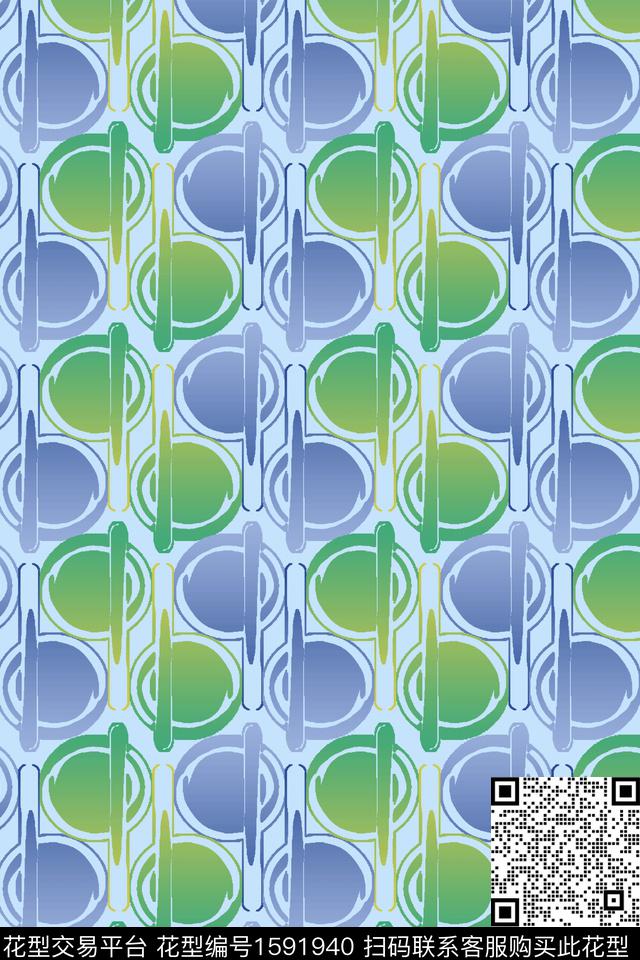 渐变几何圆形数码印花华亿平台下载（图片编号: 1591940） - 瓦栏（Walan）