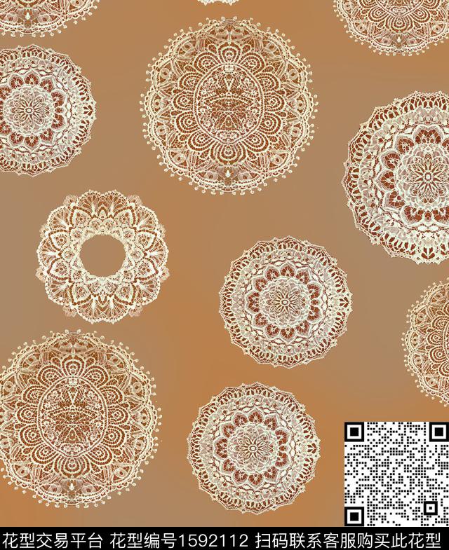 民族风蕾丝数码印花华亿平台下载（图片编号: 1592112） - 瓦栏（Walan）