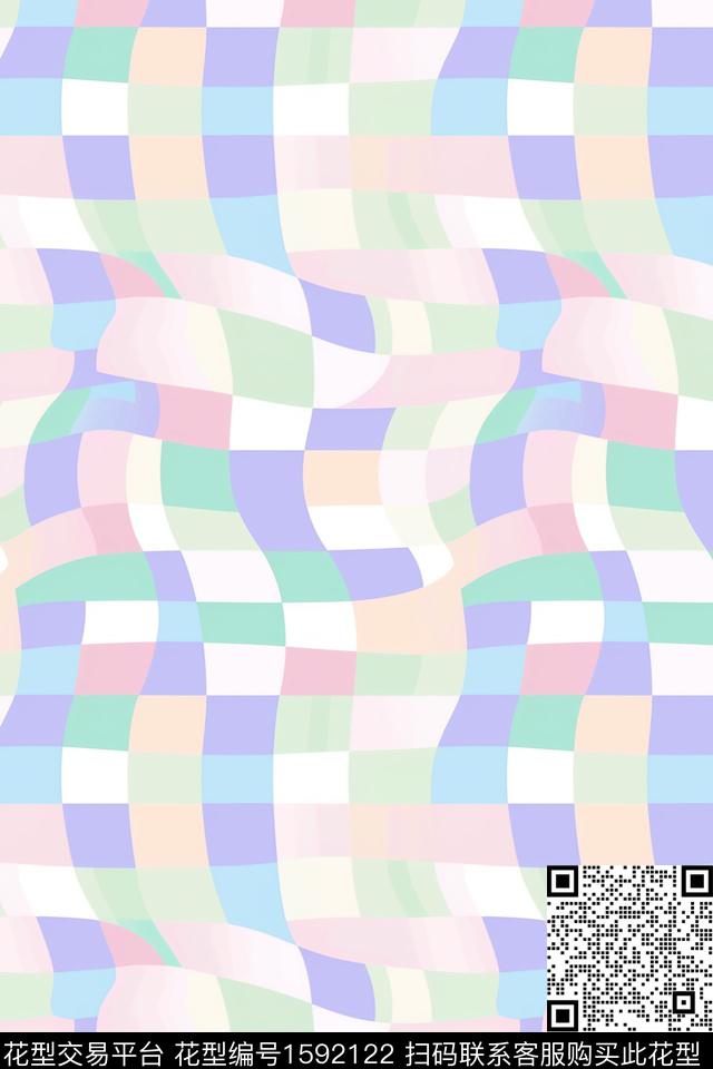 真丝肌理格子数码印花华亿平台下载（图片编号: 1592122） - 瓦栏（Walan）