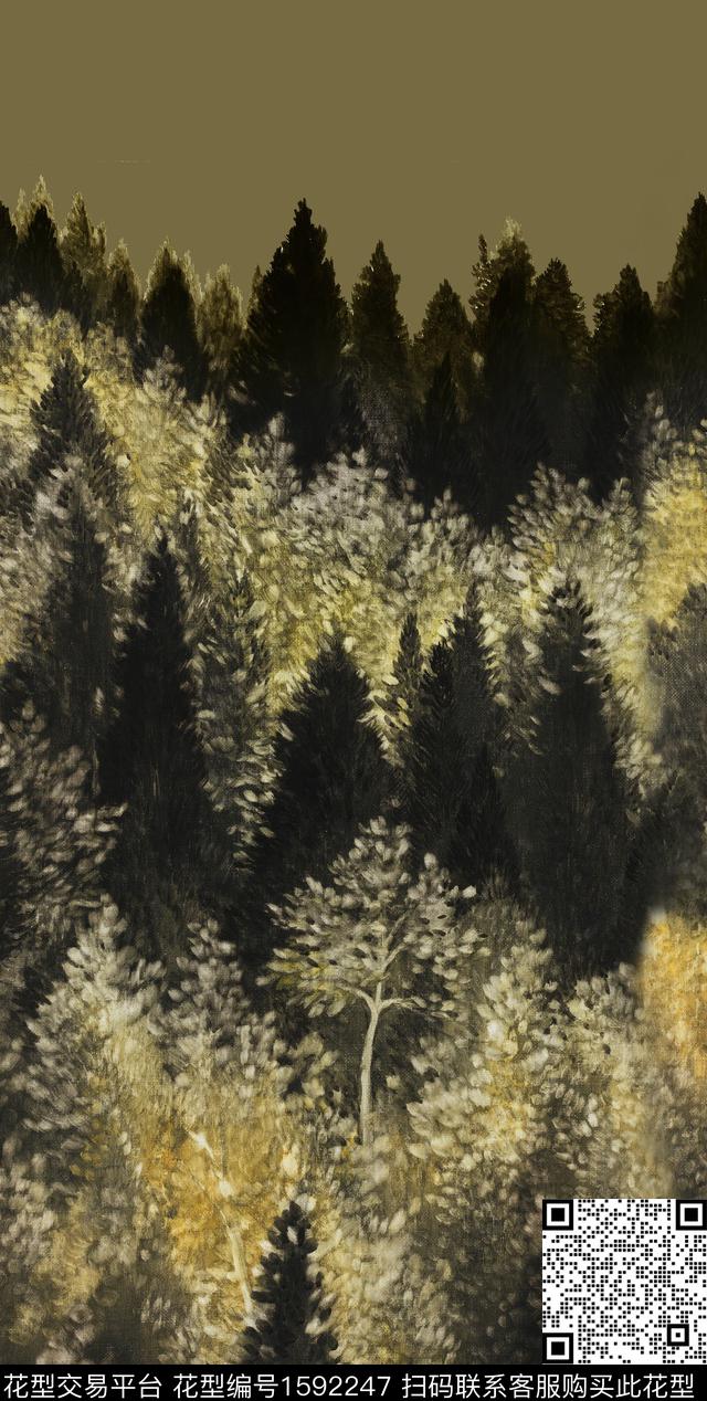 定位油画树林数码印花华亿平台下载（图片编号: 1592247） - 瓦栏（Walan）