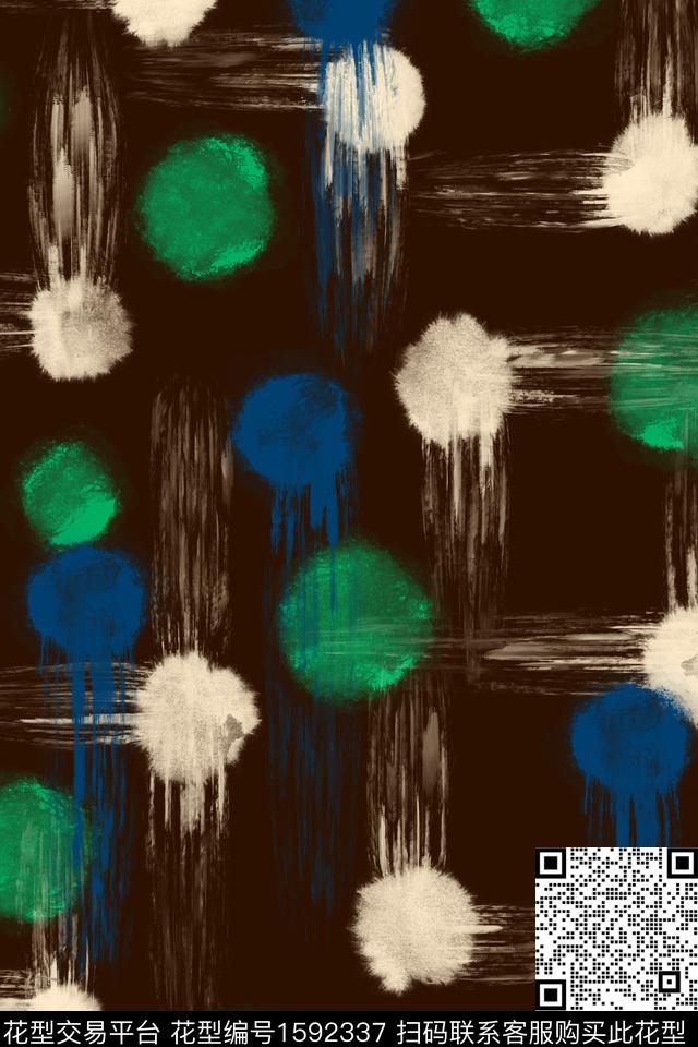 肌理笔触波点数码印花华亿平台下载（图片编号: 1592337） - 瓦栏（Walan）