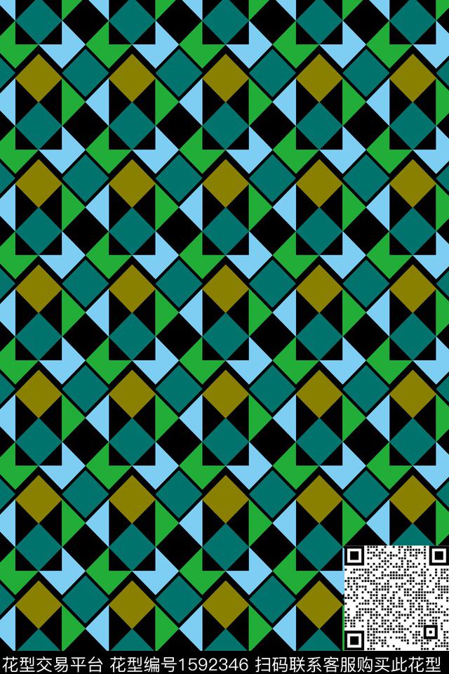 格子几何传统印花华亿平台下载（图片编号: 1592346） - 瓦栏（Walan）