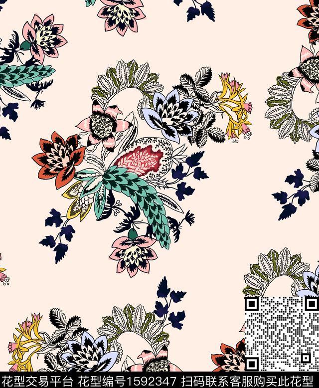 民族风民族花卉花卉数码印花华亿平台下载（图片编号: 1592347） - 瓦栏（Walan）
