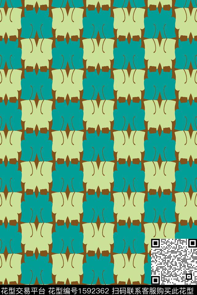 线条格子几何传统印花华亿平台下载（图片编号: 1592362） - 瓦栏（Walan）