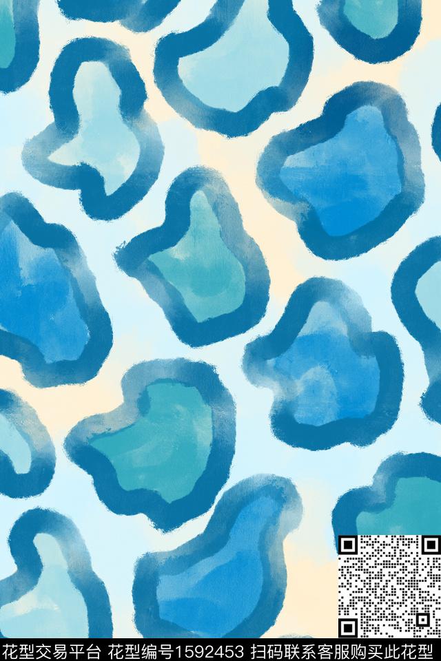 水彩混合拼接笔触数码印花华亿平台下载（图片编号: 1592453） - 瓦栏（Walan）