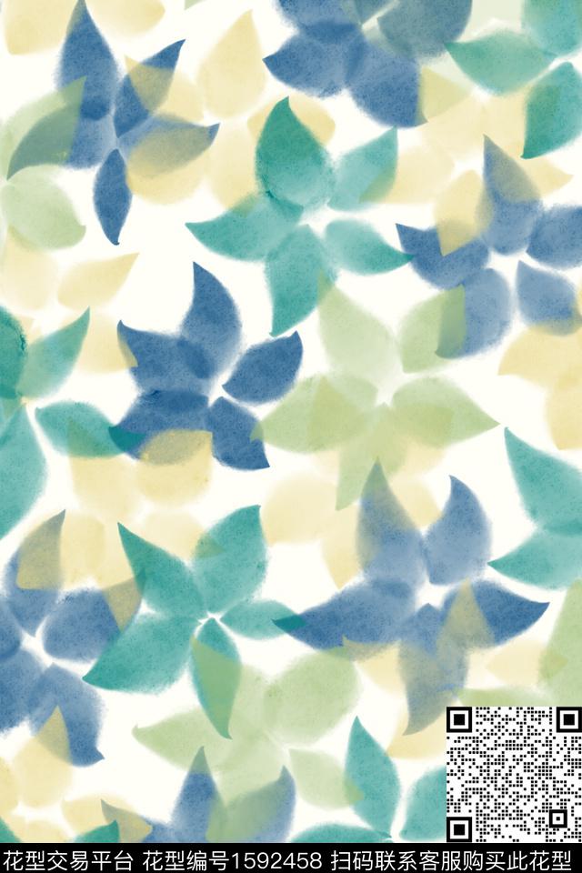 花卉水彩满版散花数码印花华亿平台下载（图片编号: 1592458） - 瓦栏（Walan）