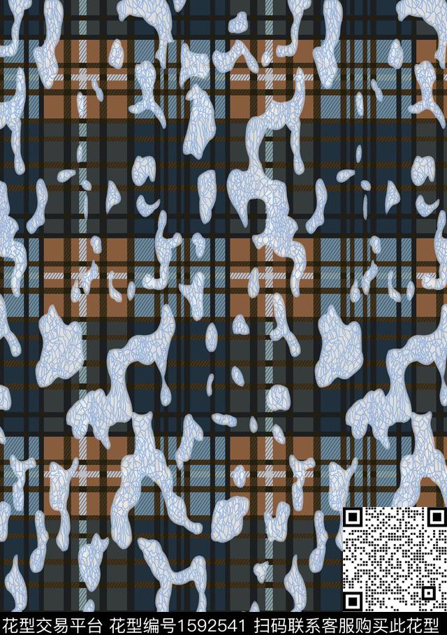 迷彩格子线条数码印花华亿平台下载（图片编号: 1592541） - 瓦栏（Walan）