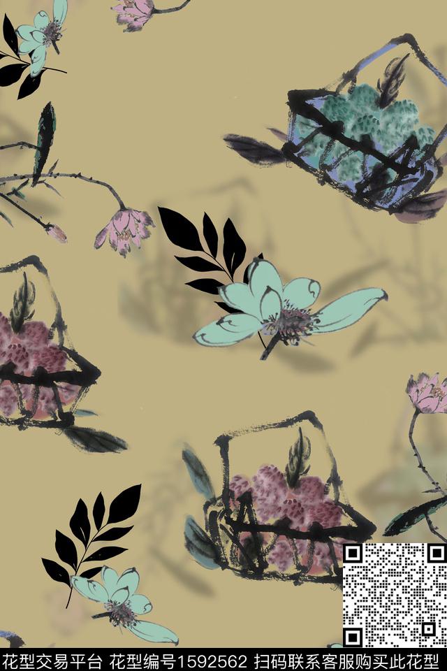 花卉荷花田园数码印花华亿平台下载（图片编号: 1592562） - 瓦栏（Walan）