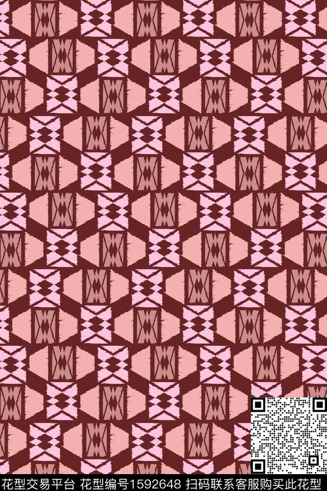 民族风几何连续数码印花华亿平台下载（图片编号: 1592648） - 瓦栏（Walan）