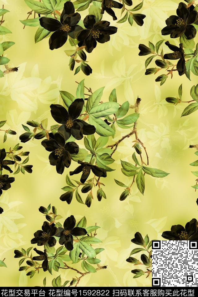 植物花卉影花数码印花华亿平台下载（图片编号: 1592822） - 瓦栏（Walan）
