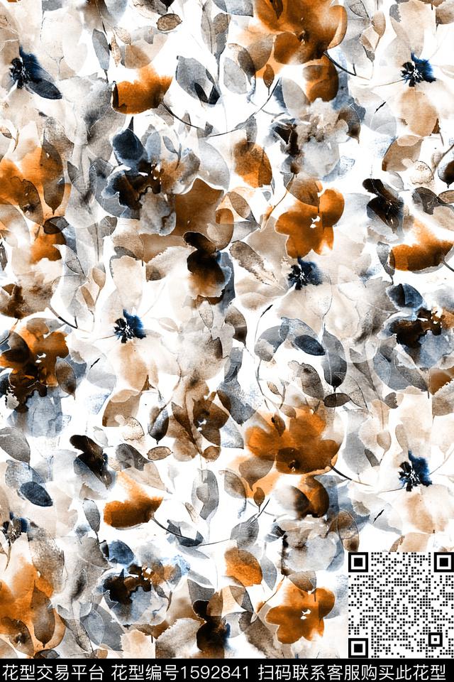 水彩花卉花卉模糊花卉数码印花华亿平台下载（图片编号: 1592841） - 瓦栏（Walan）