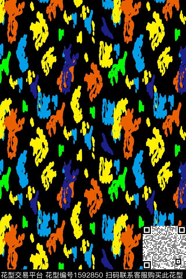 迷彩抽象彩色传统印花华亿平台下载（图片编号: 1592850） - 瓦栏（Walan）