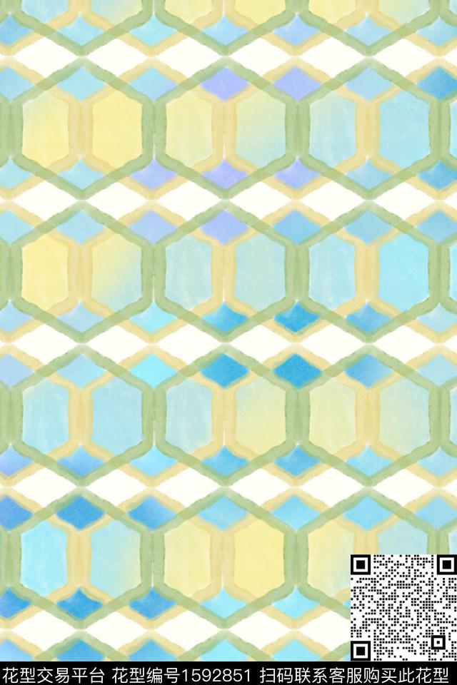 小清新渐变水彩数码印花华亿平台下载（图片编号: 1592851） - 瓦栏（Walan）