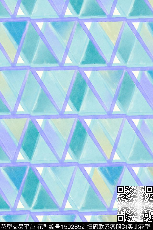 水彩格子几何数码印花华亿平台下载（图片编号: 1592852） - 瓦栏（Walan）