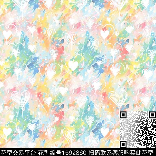 爱心渐变油画底纹数码印花华亿平台下载（图片编号: 1592860） - 瓦栏（Walan）