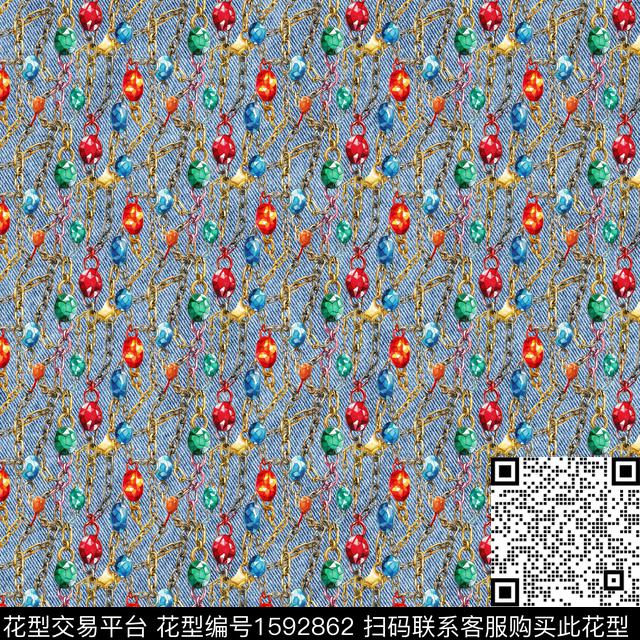 珠宝宝石链条牛仔纹理数码印花华亿平台下载（图片编号: 1592862） - 瓦栏（Walan）