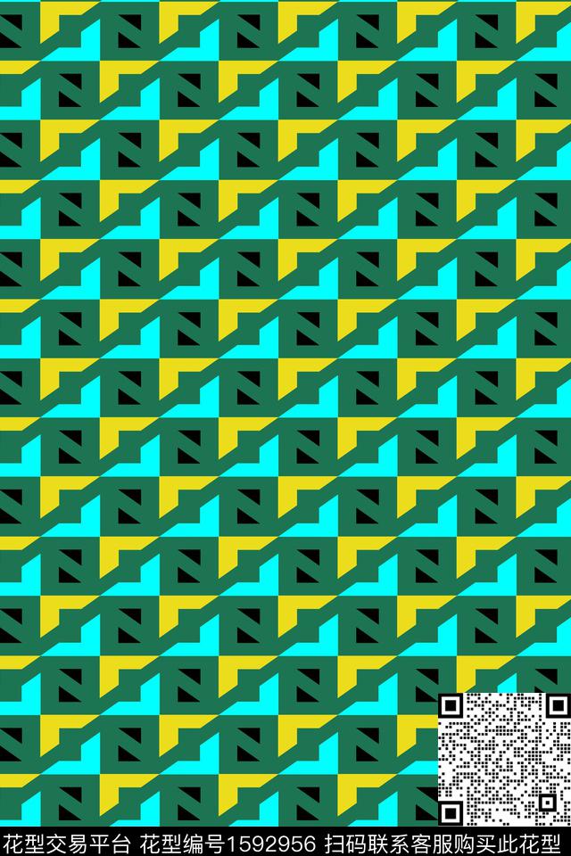 几何格子条纹传统印花华亿平台下载（图片编号: 1592956） - 瓦栏（Walan）