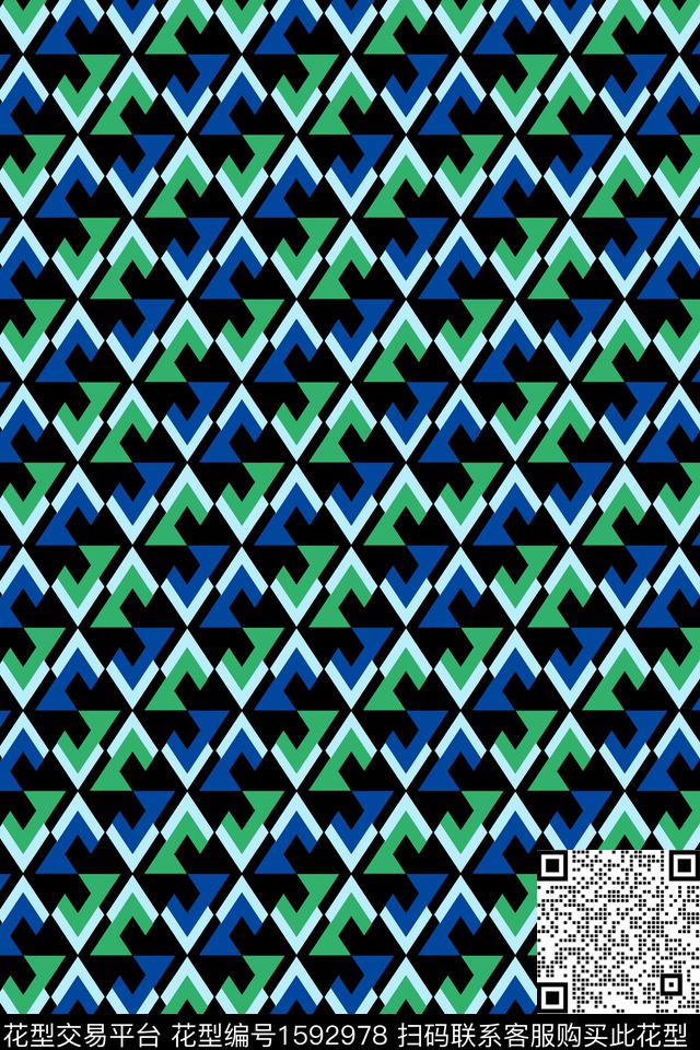 几何箭头连续传统印花华亿平台下载（图片编号: 1592978） - 瓦栏（Walan）