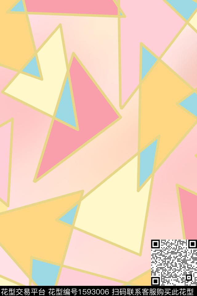 小清新三角形年轻女性数码印花华亿平台下载（图片编号: 1593006） - 瓦栏（Walan）