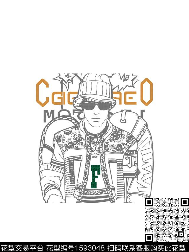 欧洲大牌风胸前独幅数码印花华亿平台下载（图片编号: 1593048） - 瓦栏（Walan）