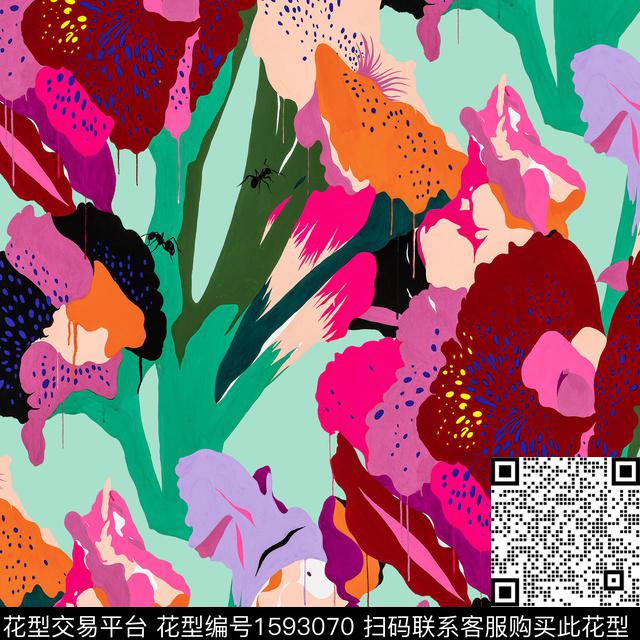 植物花卉数码印花华亿平台下载（图片编号: 1593070） - 瓦栏（Walan）