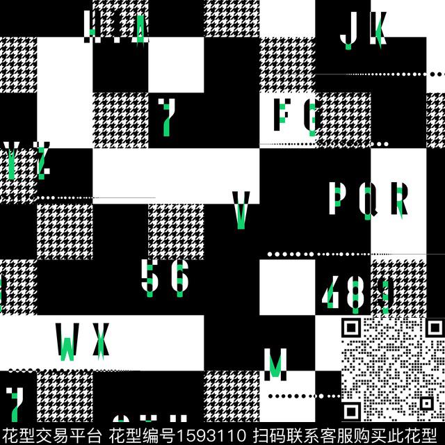 格子几何字母传统印花华亿平台下载（图片编号: 1593110） - 瓦栏（Walan）