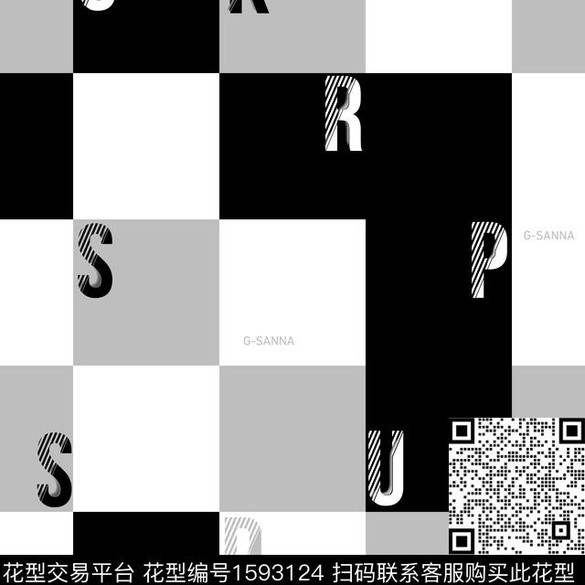 几何格子黑白传统印花华亿平台下载（图片编号: 1593124） - 瓦栏（Walan）