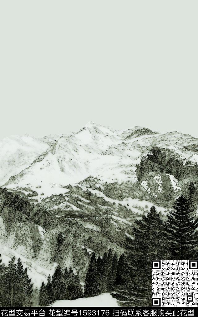雪山秋冬华亿平台羽绒服印花数码印花华亿平台下载（图片编号: 1593176） - 瓦栏（Walan）