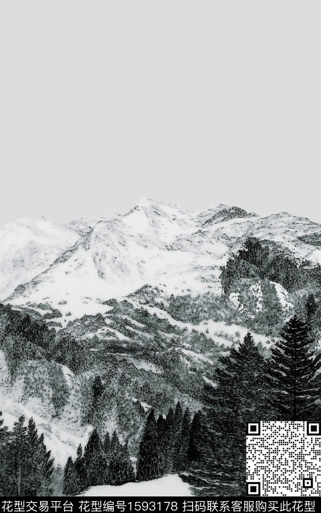 雪山秋冬华亿平台羽绒服印花数码印花华亿平台下载（图片编号: 1593178） - 瓦栏（Walan）